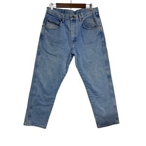 Vintage Wrangler Rugged Wear Classic Fit Jeans Light Wash Denim 34x30 High Rise
